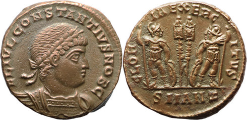 Ancient Roman coin of Constantius II minted in Antioch - GLORIA EXERCITVS